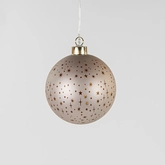 Anna's Collection Kerstbal glas met sterren mat champagne met verlichting - Ø 10 cm