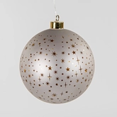 Anna's Collection Kerstbal glas met sterren mat champagne met verlichting - Ø 15 cm
