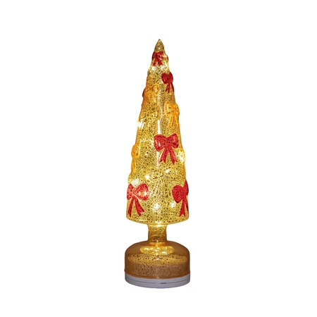 Anna's Collection Kerstboom glas brons - draaifunctie en verlichting - Ø 9 x H 34 cm