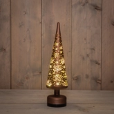 Anna's Collection Kerstboom glas bruin - draaifunctie en verlichting - Ø 9 x H 39 cm - afbeelding 2