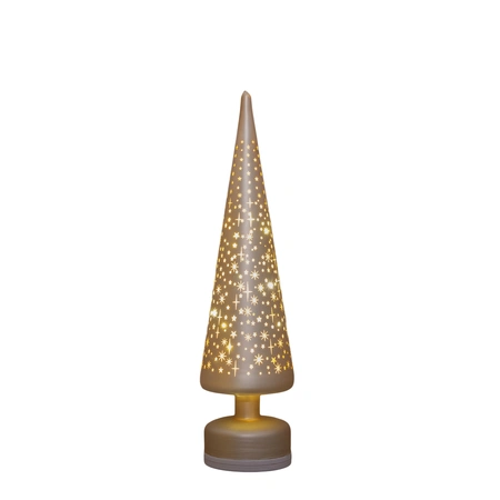 Anna's Collection Kerstboom glas mat champagne met sterren - draaifunctie en verlichting - Ø 9 x H 39 cm - afbeelding 4