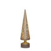 Anna's Collection Kerstboom glas mat champagne met sterren - draaifunctie en verlichting - Ø 9 x H 39 cm - afbeelding 4