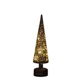Anna's Collection Kerstboom glas zwart met sterren - draaifunctie en verlichting - Ø 9 x H 39 cm - afbeelding 4