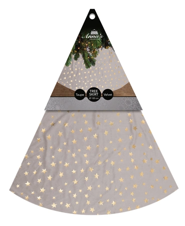 Anna's Collection Kerstboomkleed fluweel - Taupe - afbeelding 2