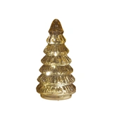 Anna's Collection Kerstboompje glas amber met verlichting - Ø 9 x H 18,5 cm