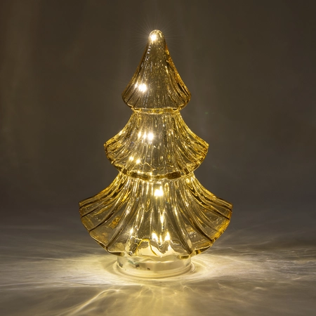 Anna's Collection Kerstboompje glas amber met verlichting - D 15,5 x H 24 cm - afbeelding 3