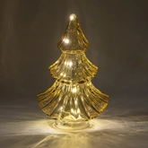 Anna's Collection Kerstboompje glas amber met verlichting - D 15,5 x H 24 cm - afbeelding 3