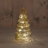 Anna's Collection Kerstboompje glas amber met verlichting - D 9 x H 18,5 cm - afbeelding 2