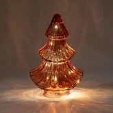 Anna's Collection Kerstboompje glas bordeaux met verlichting - D 15,5 x H 24 cm - afbeelding 3