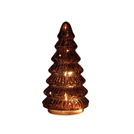 Anna's Collection Kerstboompje glas bordeaux met verlichting - Ø 9 x H 18,5 cm