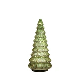 Anna's Collection Kerstboompje glas draaiend LED - D13,3xH30cm Metallic groen - afbeelding 1