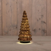 Anna's Collection Kerstboompje glas draaiend LED - D13,3xH30cm Metallic brons - afbeelding 2