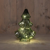 Anna's Collection Kerstboompje glas groen met verlichting - D 15,5 x H 24 cm - afbeelding 2