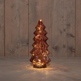 Anna's Collection Kerstboompje glas LED - B13,5xH26cm Bordeaux - afbeelding 2