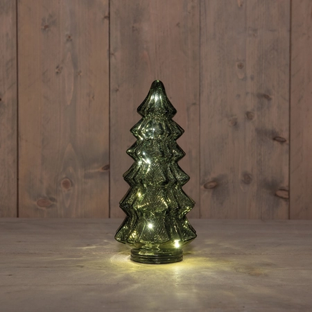 Anna's Collection Kerstboompje glas LED - B13,5xH26cm Groen - afbeelding 2