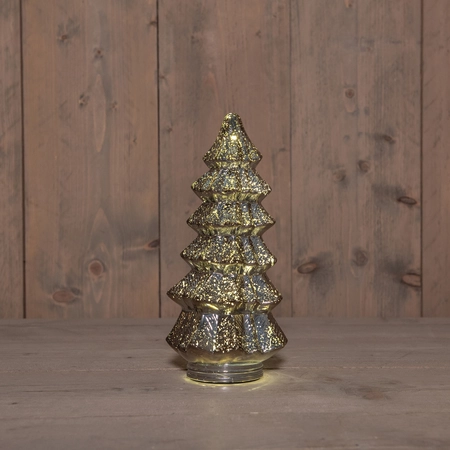 Anna's Collection Kerstboompje glas LED - B13,5xH26cm Metallic antraciet - afbeelding 2