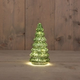 Anna's Collection Kerstboompje glas LED - B9,5xH18,5cm Metallic groen - afbeelding 2