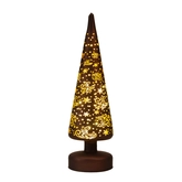 Anna's Collection Kerstboompje glas met sterren bruin met verlichting - Ø 9 x H 30 cm