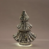 Anna's Collection Kerstboompje glas metallic antraciet met verlichting - D 15,5 x H 24 cm - afbeelding 3