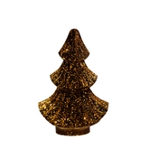 Anna's Collection Kerstboompje glas metallic brons met verlichting - Ø 15,5 x H 24 cm