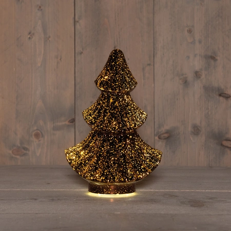 Anna's Collection Kerstboompje glas metallic brons met verlichting - D 15,5 x H 24 cm - afbeelding 2