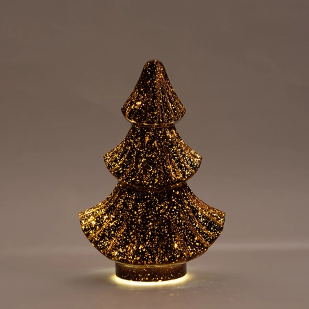Anna's Collection Kerstboompje glas metallic brons met verlichting - D 15,5 x H 24 cm - afbeelding 3