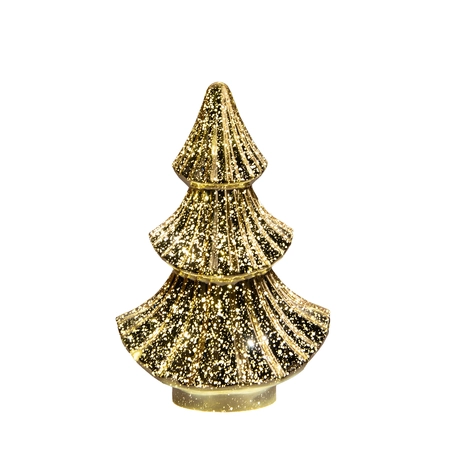 Anna's Collection Kerstboompje glas metallic goud met verlichting - Ø 15,5 x H 24 cm