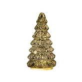 Anna's Collection Kerstboompje glas metallic goud met verlichting - Ø 9,5 x H 18,5 cm