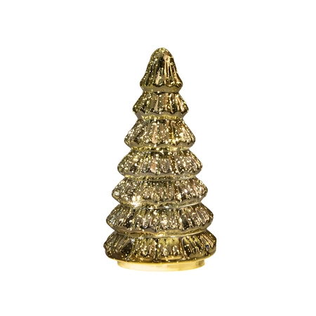Anna's Collection Kerstboompje glas metallic goud met verlichting - D 9,5 x H 18,5 cm - afbeelding 1
