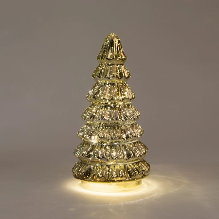 Anna's Collection Kerstboompje glas metallic goud met verlichting - D 9,5 x H 18,5 cm - afbeelding 3