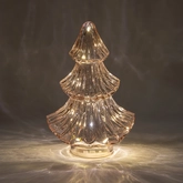 Anna's Collection Kerstboompje glas roze met verlichting - D 15,5 x H 24 cm - afbeelding 3