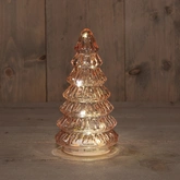 Anna's Collection Kerstboompje glas roze met verlichting - D 9 x H 18,5 cm - afbeelding 2