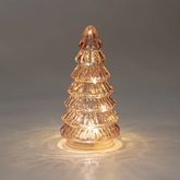 Anna's Collection Kerstboompje glas roze met verlichting - D 9 x H 18,5 cm - afbeelding 3
