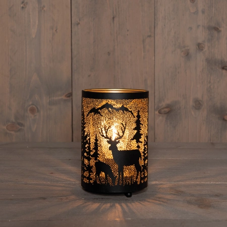 Anna's Collection Lantaarn herten - H16xB10,5cm Zwart - afbeelding 2