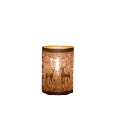 Anna's Collection Lantaarn rendieren LED - B8,5xH13cm Zwart met goud - afbeelding 1