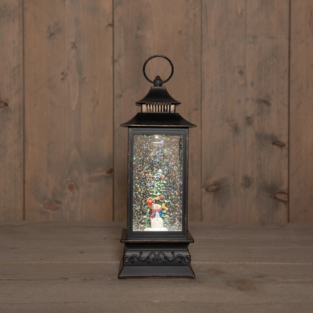 Anna's Collection Lantaarn sneeuwpop - H29cm Zwart - afbeelding 3