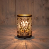 Anna's Collection Lantaarn sneeuwvlokken LED - B10,5xH16cm Zwart met goud - afbeelding 2