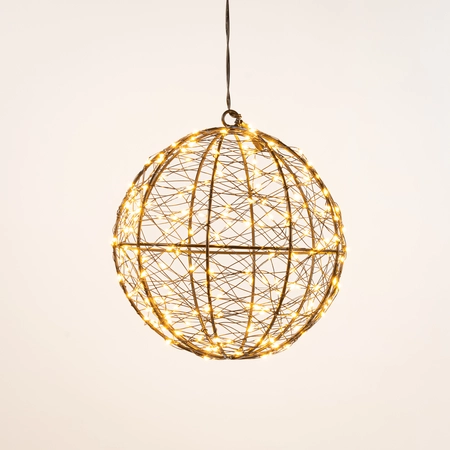 Anna's Collection LED-bal metaal classic warm - 200 lampjes - flashfunctie - Ø 18 cm