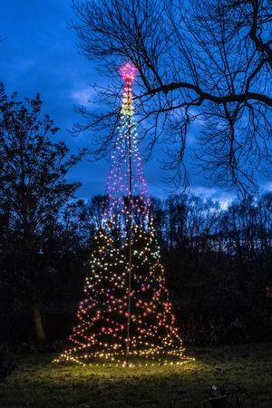 Anna's Collection LED-boom met ster op paal - RGB - 836 lampjes - Ø 160 x H 500 cm