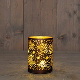 Anna's Collection LED-cilinder glas - H12xD9cm Bruin - afbeelding 3