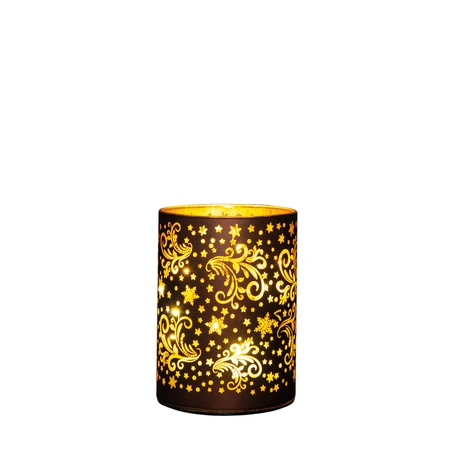 Anna's Collection LED-cilinder glas - H12xD9cm Bruin - afbeelding 4