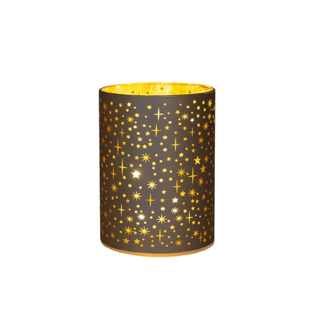 Anna's Collection LED-cilinder glas sterrenmotief - Champagne - afbeelding 1