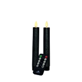 Anna's Collection LED-dinerkaarsen bewegende vlam - H18cm Antraciet 2 stuks - afbeelding 2
