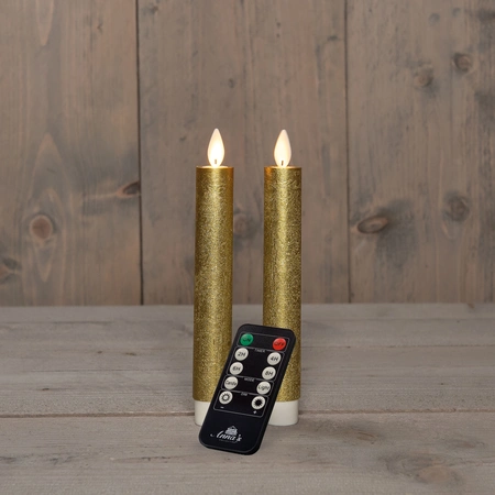 Anna's Collection LED-dinerkaarsen bewegende vlam - H18cm Goud 2 stuks - afbeelding 3