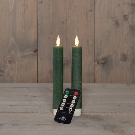 Anna's Collection LED-dinerkaarsen bewegende vlam - H18cm Jade 2 stuks - afbeelding 3