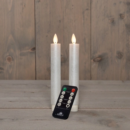 Anna's Collection LED-dinerkaarsen bewegende vlam - H18cm Parel 2 stuks - afbeelding 3