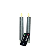 Anna's Collection LED-dinerkaarsen bewegende vlam - H18cm Zilver 2 stuks - afbeelding 1