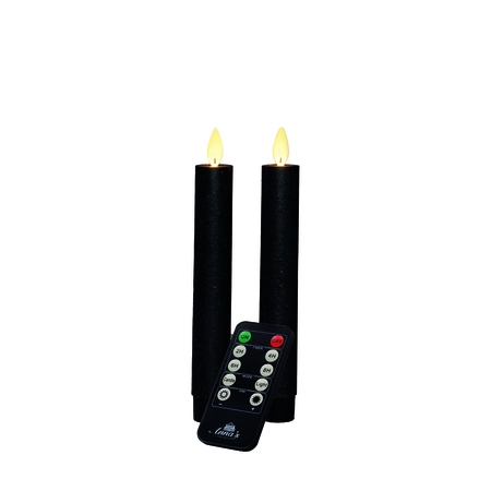 Anna's Collection LED-dinerkaarsen bewegende vlam - H18cm Zwart 2 stuks - afbeelding 1