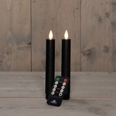 Anna's Collection LED-dinerkaarsen bewegende vlam - H18cm Zwart 2 stuks - afbeelding 3