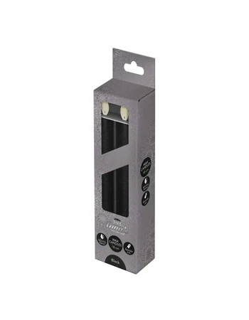 Anna's Collection LED-dinerkaarsen bewegende vlam - H18cm Zwart 2 stuks - afbeelding 2
